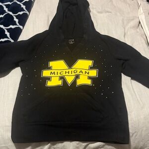 Black Michigan Hoodie with jeweled Yellow Logo
